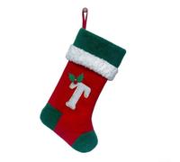 Yhenlovtt Set di calze natalizie con ricamo dell'alfabeto, calze natalizie in morbido feltro per decorazione del caminetto, 46 x 20 cm, perfette per regali e decorazioni stagionali per la casa (T)