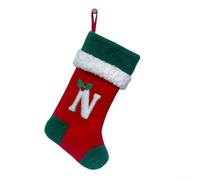 Yhenlovtt Set di calze natalizie con ricamo dell'alfabeto, calzini natalizi in morbido feltro per decorazione del caminetto, 46 x 20 cm, perfetti per regali e decorazioni stagionali per la casa (N)