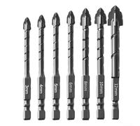 Yhenlovtt Set di punte da trapano per piastrelle multi-materiale, set di punte triangolari per piastrelle di vetro efficienti, design eccentrico 7 pezzi