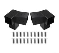 Yhenlovtt Set di staffe per pergola a 3 vie inclinate con hardware di montaggio per pali 4x4, staffe di montaggio a parete in acciaio per gazebo portico e strutture pergole esterne (sinistra 15°+