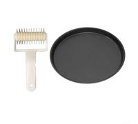 Yhenlovtt Set di teglie per pizza in acciaio al carbonio con design antiaderente in diverse misure 15,4 cm, 15,4 cm, 25,4 cm, con rullo tagliapizza per una facile cottura e pulizia casalinga (25,4 cm)