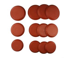 Yhenlovtt Sottovaso per piante, confezione da 12 vassoi rotondi in plastica per acqua, dimensioni 14 cm, 17 cm, 19 cm, proteggono le superfici dai danni causati dall'acqua, per uso interno ed esterno