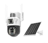 Yhenlovtt Telecamera di sicurezza solare a doppia lente da 4 MP con valutazione impermeabile IP66 e monitoraggio intelligente per la sicurezza esterna (telecamera WIFI)