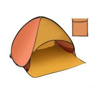 Yhenlovtt Tenda da spiaggia in tessuto con rivestimento in argento 190t e tettoia per trasportare telaio in acciaio, protezione solare UPF facile con rete posteriore (arancione)