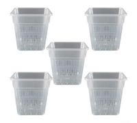 Yhenlovtt Vaso quadrato per orchidee Phalaenopsis e piante verdi, vaso da fiori in plastica traspirante e che trasmette la luce con radice, 15 cm bianco (12 cm senza vassoio)