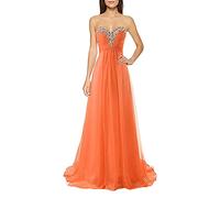 yhfshop Abito da Ballo Abiti da Damigella d'Onore Chiffon Lungo Una Linea Abiti da Sera Abiti da Sera Formale Abito da Ballo-Arancione A_52