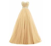 yhfshop Vestito da Damigella Donna,Abito da Sera Sexy con Scollo a Barchetta Trasparente con Perline, Cremisi, 30,Champagne,52,Vestiti da Damigella Lungo Elegante