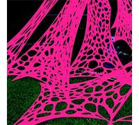 YHFUISK 1400 mq di ragnatele giganti resistenti rosa fluorescenti, decorazioni per Halloween all'aperto, rete elastica rosa di manzo per feste di Halloween, decorazioni di Halloween, feste all'aperto