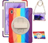 YHFZR Custodia per Galaxy Tab S7 Fe, 360 Rotante Supporto e Tracolla Custodia Robusta Ibrida Antiurto Cover Rigida Protettiva per Samsung Galaxy Tab S7 Fe T730/T736B 12.4", 01