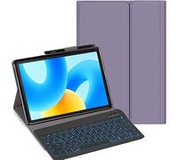 YHFZR Custodia Tastiera per Blackview Tab 90 WiFi/Tab 90/Tab9 WiFi/Tab 16 Pro 11 Pollici, [QWERTY Layout] 7 Colori Retroilluminati Ultra Sottile PU Custodia Cover Tastiera Rimovibile, Viola