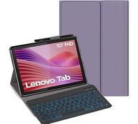 YHFZR Custodia Tastiera per Lenovo Tab 10,1'' 2025 TB-311FU, [QWERTY Layout] 7 Colori Retroilluminati Ultra Sottile PU Cover Tastiera Rimovibile per Lenovo Tab 10,1 Pollici 2025 TB-311FU, Viola