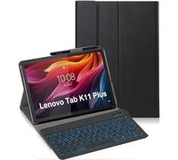 YHFZR Custodia Tastiera per Lenovo Tab K11 Plus 11,5 Pollici, [QWERTY Layout] 7 Colori Retroilluminati Ultra Sottile PU Cover Tastiera Rimovibile per Lenovo Tab K11 Plus 11,5 Pollici TB352FU, Nero