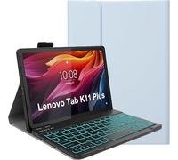 YHFZR Custodia Tastiera per Lenovo Tab K11 Plus 11,5 Pollici, [QWERTY Layout] 7 Colori Retroilluminati Ultra Sottile PU Cover Tastiera Rimovibile per Lenovo Tab K11 Plus 11,5 Pollici TB352FU, Blu