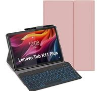 YHFZR Custodia Tastiera per Lenovo Tab K11 Plus 11,5 Pollici, [QWERTY Layout] 7 Colori Retroilluminati Ultra Sottile PU Cover Tastiera Rimovibile per Lenovo Tab K11 Plus 11,5 Pollici TB352FU, Rosa