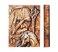 YHH Diario di Viaggio in Pelle Vegan, Taccuino Vintage a Righe A5, Quaderno Righe Copertina Rigida Fatto a mano, 200 Pagine, Jounal Notebook Lined, Regalo per Donna Uomo, Magico Faraone 3D Colorato