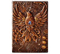 YHH Taccuino A5 Righe Copertina Rigida, Quaderno Appunti Vintage Pelle, Diario di Viaggio Fatto a Mano, Journal Notebook Lined Regalo Compleanno Donna Uomo Fenice3D Rame