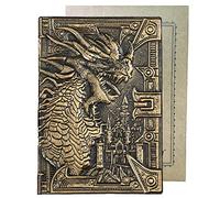 YHH Taccuino A5 Righe Copertina Rigida Rilievo, Fatto a Mano, Copertina in Cartoncino & Pelle, Pagine Ingiallita e Crema, Regalo Migliore Amica Originale Utile, Regalo Donna Uomo Laurea Drago2 Bronzo