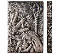 YHH Taccuino in Pelle Vegan Vintage A5, Diario di Viaggio a righe, Copertina Rigida Goffrata, Fatto a mano, Quaderno Appunti Cahier Jounal Notebook Idea Regalo Donna Uomo Ragazza, 3d Faraone Argento