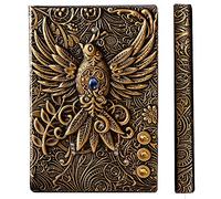 YHH Taccuino Vintage 3d, Taccuino A5 Righe, Diario di Viaggio Copertina Rigida, Pelle Vegan, 200 Pagine, Fatto a Mano, Quaderno Appunti a righe Notebook Lined, Regalo Donna Uomo, Fenice3D Bronzo