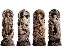 YHHIRCH Statue degli dei norreni, statuetta di Odino, Thor, Loki, Freyja, mitologia norrena, scultura in resina, decorazione per la casa (4 pezzi)