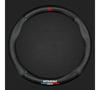 YHIKAHT Coprivolante Auto per Mitsubishi L200, Coprivolante in Pelle, Antiscivolo Durevole Facile da installare Volante Protezione Decorazione Accessori,Black