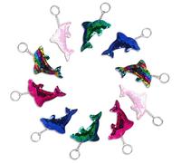 Yhjxly 10 portachiavi a forma di delfino, con paillettes, ciondolo a forma di delfino, per feste di compleanno, borsa