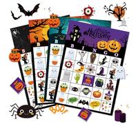 Yhjxly Gioco di Carte Halloween Bingo Game per 24 Giocatori,Gioco da bingo di halloween per Giochi da Tavolo, Aula Materiale Scolastico, la Attività Familiari, Giochi da Tavolo, la Attività Familiari