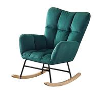 YHKJLYH Sedia a Dondolo per cameretta dei Bambini, sedie con Supporto per la Schiena, Sedia a Dondolo Laterale per Soggiorno con Schienale Alto, Comoda Sedia Imbottita con Base in Legno (Colore: Ver