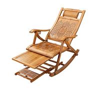 YHKJLYH Sedia a Dondolo Pieghevole in Legno con Cuscino per Massaggio ai Piedi, Sedia a Dondolo Portatile di Grandi Dimensioni, Sedia da Giardino per Anziani, comode sedie a Sdraio in bambù (Colore: