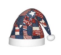 YHLKLWKSZC Bandiera Patchwork Stampa Cappello di Natale Stampato Cappello di Babbo Natale Vacanze Cappello di Natale Morbido e Confortevole 1pc