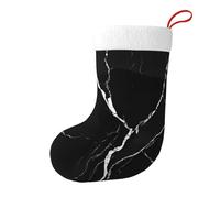 YHLKLWKSZC Calza di Natale per regali di Babbo Natale festivi per decorazioni natalizie per feste di Natale stampa marmo oro nero, nero, taglia unica