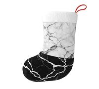 YHLKLWKSZC Calza di Natale per regali di Babbo Natale festivi per decorazioni natalizie per feste di Natale in marmo bianco nero, Nero, taglia unica