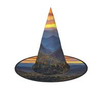 YHLKLWKSZC Cappelli da strega per Halloween, da donna, leggeri, pieghevoli, blu, con stampa di montagne, per ragazzi e ragazze, cappello di Halloween, decorazioni per feste cosplay