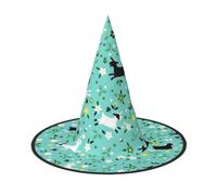 YHLKLWKSZC Cappelli da strega per Halloween, da donna, leggeri, pieghevoli, con stampa di capra, cappelli da strega per ragazzi e ragazze, cappello di Halloween, decorazioni per feste cosplay