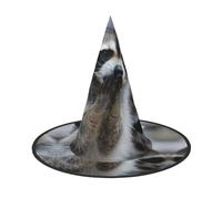 YHLKLWKSZC Cappelli da strega per Halloween, da donna, leggeri, pieghevoli, con stampa di procioni, cappelli da strega per ragazzi e ragazze, cappello di Halloween, decorazioni per feste cosplay