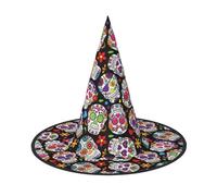 YHLKLWKSZC Cappelli da strega per Halloween, da donna, leggeri, pieghevoli, con stampa di teschi, cappelli da strega per ragazzi e ragazze, cappello di Halloween, decorazioni per feste cosplay