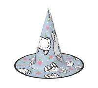 YHLKLWKSZC Cappelli da strega per Halloween, da donna, leggeri, pieghevoli, in alpaca con stampa a cuore, cappelli da strega per ragazzi e ragazze, cappello di Halloween, decorazioni per feste cosplay