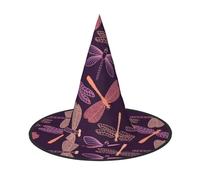 YHLKLWKSZC Cappelli da strega per Halloween, da donna, leggeri, pieghevoli, viola, con stampa libellula, cappelli da strega per ragazzi e ragazze, cappello di Halloween, decorazioni per feste cosplay