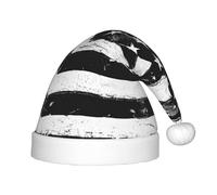 YHLKLWKSZC Cappello di Babbo Natale con bandiera bianca nera stampata cappello di Babbo Natale morbido e confortevole 1 pezzo