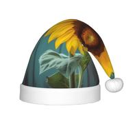 YHLKLWKSZC Cappello di Babbo Natale stampato con motivo girasole cappello di Babbo Natale morbido e confortevole 1 pezzo