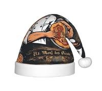YHLKLWKSZC Cappello di Babbo Natale stampato con pizza da chef cappello di Babbo Natale morbido e confortevole 1 pezzo