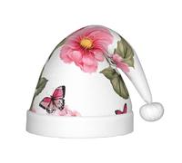 YHLKLWKSZC Giardino Con Uccelli E Fiori Stampato Cappello di Natale Cappello di Babbo Natale Vacanze Cappello di Natale Morbido E Confortevole 1pz