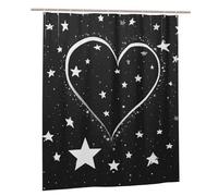 YHLKLWKSZC Tenda da doccia con stampa a cuore di stella cadente 60 x 72 pollici tende da doccia per bagno set di tende da bagno in tessuto poliestere set di tende in plastica con