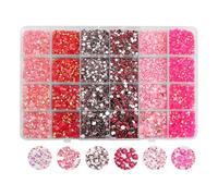 YHMQ DU 21.000 Pezzi Strass in Resina Strass in Gelatina Non Termoadesiva Gemme Pietre 6 Colori Trucco Artigianale Tazza per Il Viso Decorazione Fai da Te 3/4/5mm (Strass Rosa)