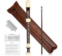 YHNDECO Flauto a blocco in legno, stile tedesco, flauto a blocco con impugnatura tedesca, flauto a blocco soprano con asta tergicristallo, grasso in sughero, flauto a 8 fori per bambini adulti