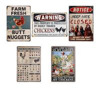 YHNDECO Targa in metallo retrò con scritta "Vorsicht Hühner, 20 x 30 cm Chicken Sign, targa in metallo per galline, accessori in metallo, decorazione vintage per il pollaio