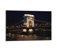 YHNGOL Poster con paesaggio urbano con il ponte delle catene di Szechenyi a Budapest, Ungheria, poster decorativo da parete su tela, stampa artistica su tela, poster decorativo moderno per camera da