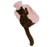YHNHT, borsa per acqua calda, con simpatico gatto a coda lunga, con imitazione coniglio in peluche morbido, per alleviare il dolore, terapia calda e fredda