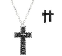 YHNMMNO S-quids Collana Gioco, Collana con croce per uomo con scomparto segreto, Collanas a forma di croce, Croce nera antica Gioielli fatti a mano, Accessorio moda