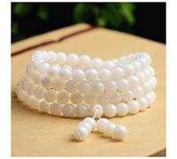 YHNNH, 108 Bracciale con perline di conchiglia bianca naturale Collana con perline di rosario di Buddha for la meditazione di preghiera di yoga (Colore : Wit, Dimensioni : 6 mesi)(Jade)